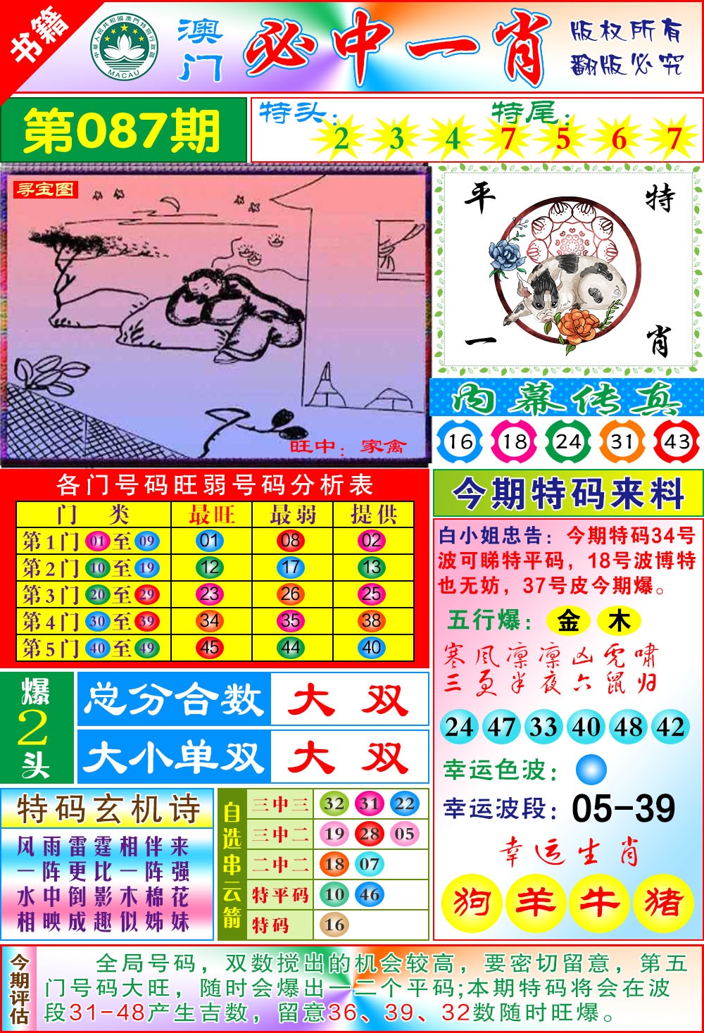 087期澳门玄机一特[图]